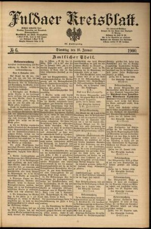 Erste Ausgabe vom Dienstag, den 16. Januar 1900.