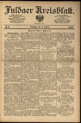 Erste Ausgabe vom Dienstag, den 16. Januar 1900.