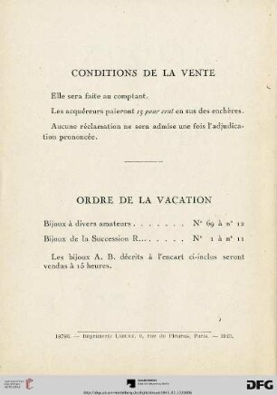 Ordre de la vacation