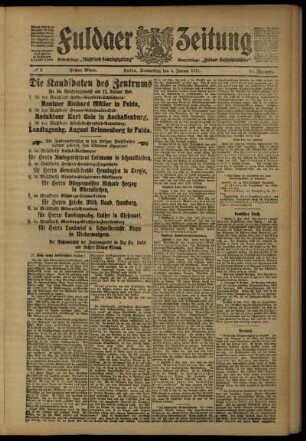 Erste Ausgabe vom Donnerstag, den 04. Januar 1912.