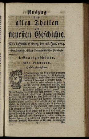 XXVI. Stück. Coburg, den 26. Jun. 1754.