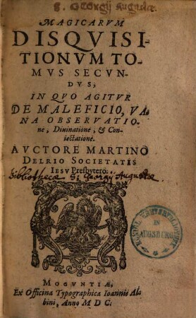 Disquisitionum magicarum libri sex : in tres tomos partiti. 2.
