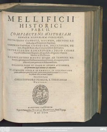 2: Mellificium Historicum Integrum ...