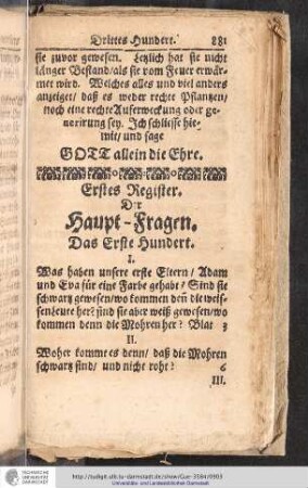 Erstes Register. Der Haupt-Fragen