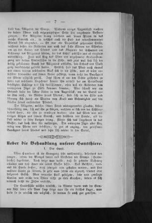 Ueber die Behandlung unserer Hausthiere.