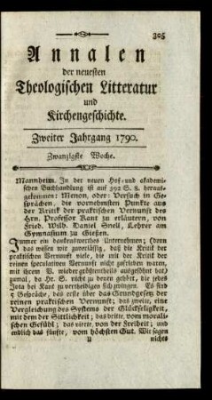 Zwanzigste Woche