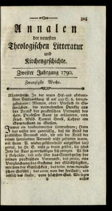 Zwanzigste Woche