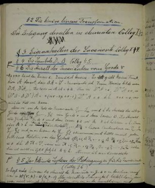 § 3. Eigenschaften der Invariante. Colleg I § 4.