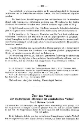 Über den Vektor der magnetischen Störungen im aperiodischen Verlauf