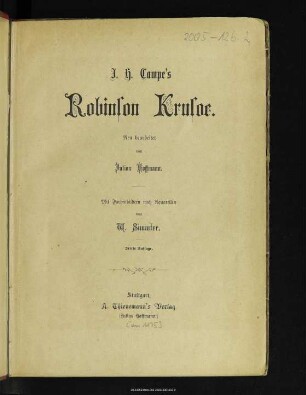 J. H. Campe's Robinson Krusoe