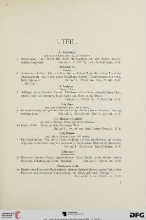 I. Teil (Nr. 1-232)