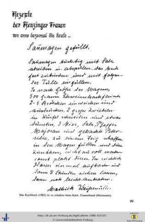 Anno dazumal - Rezepte der Kenzinger Frauen