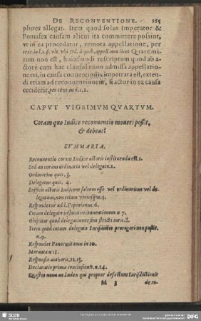 Caput Vige[s]imum Quartum. Coram quo Iudice reconventio moveri poßit, & debeat?