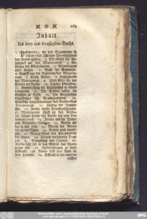 Inhalt des drey und dreyßigsten Buchs.