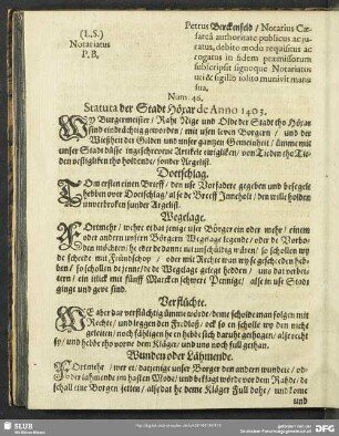 Num. 46. Statuta der Stadt Höxar de Anno 1403
