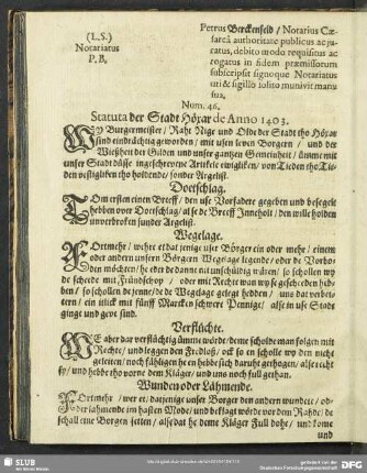 Num. 46. Statuta der Stadt Höxar de Anno 1403