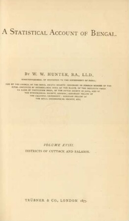 Vol. 18: Districts of Cuttack and Balasor