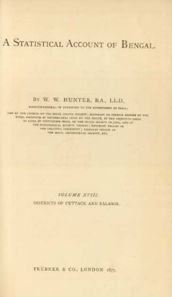 Vol. 18: Districts of Cuttack and Balasor