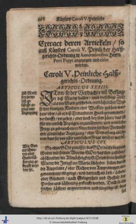 Kaeysers Caroli V. Peinliche Halßgerichts-Ordnung.