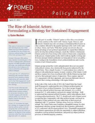 The rise of Islamist actors : formulating a strategy for sustained engagement