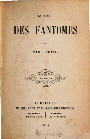 La soeur des fantômes par Paul Féval, 2