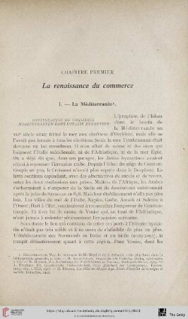 Chapitre premier: La renaissance du commerce