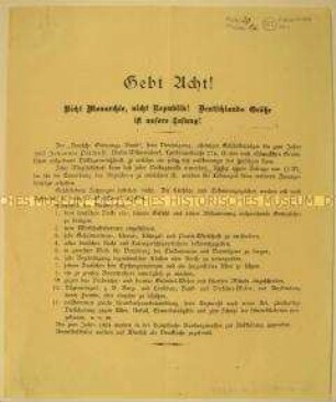 Propagandaflugblatt zu den Zielen des Deutschen Ordnungs-Bundes
