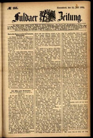 Ausgabe vom Samstag, den 22. Juli 1882.