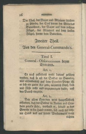 Zweiter Theil. Von den General-Commando's