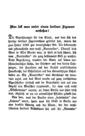 Was soll man unter einem berliner Zigeuner verstehen?