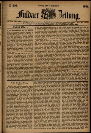 Ausgabe vom Montag, den 08. September 1884.