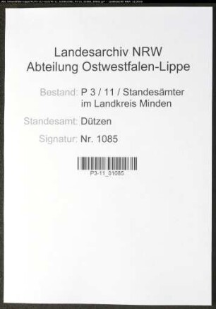 Sterberegister Standesamt Dützen