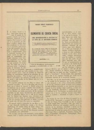 Elementos de ciencia social : Una introducción al estudio de la vida de la sociedad humana