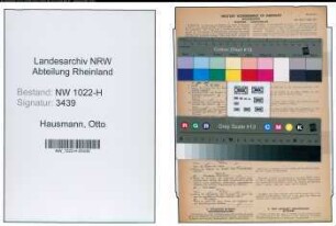 Entnazifizierung Otto Hausmann , geb. 02.02.1904 (Postbeamter)