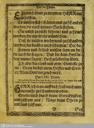 Der LXXI. Psalm