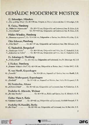 Gemälde moderner Meister (Nr. 1-100)