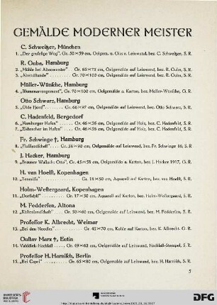 Gemälde moderner Meister (Nr. 1-100)