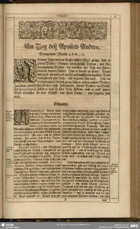 Am Tag deß Apostels Andreae
