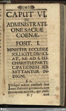 Caput VI. De Administratione Sacrae Coenae