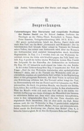158-159 [Rezension] Junker, Hubert, Untersuchungen über literarische und exegetische Probleme des Buches Daniel
