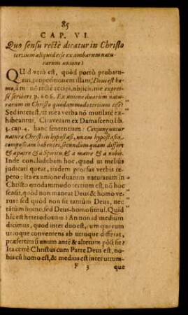 Cap. VI. Quo sensu recte dicatur in Christo tertium aliquid esse ex ambarum naturatum unione?