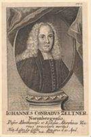 Johann Conrad Zeltner, Nürnberger, Pfarrer in Altenthann und Vikar in Altdorf; geb. 4. Oktober 1687; gest. 10. April 1720