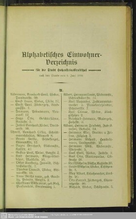 Einwohnerverzeichnis : Alphabetisches Einwohner-Verzeichnis