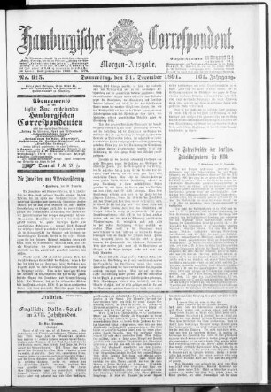 Hamburgischer Correspondent : Morgen-Zeitung d. Börsen-Halle, Morgenausgabe