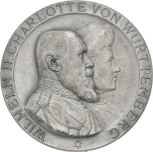 Medaille von Mayer & Wilhelm auf die Silberhochzeit von König Wilhelm II. und Königin Charlotte von Württemberg