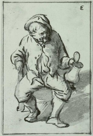 Sitzender Bauer mit Deckelkrug
