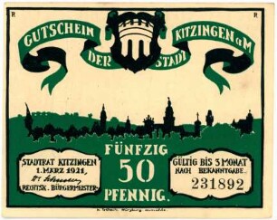 Geldschein / Notgeld, 50 Pfennig, 1.3.1921