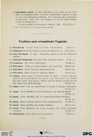 Textilien und orientalische Teppiche (Nr. 241-299)