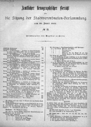 No. 19, 18. Juni 1891