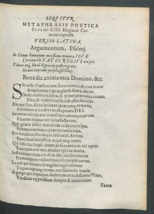 Sequitur Metaphrasis Poetica Psalmi CIII.